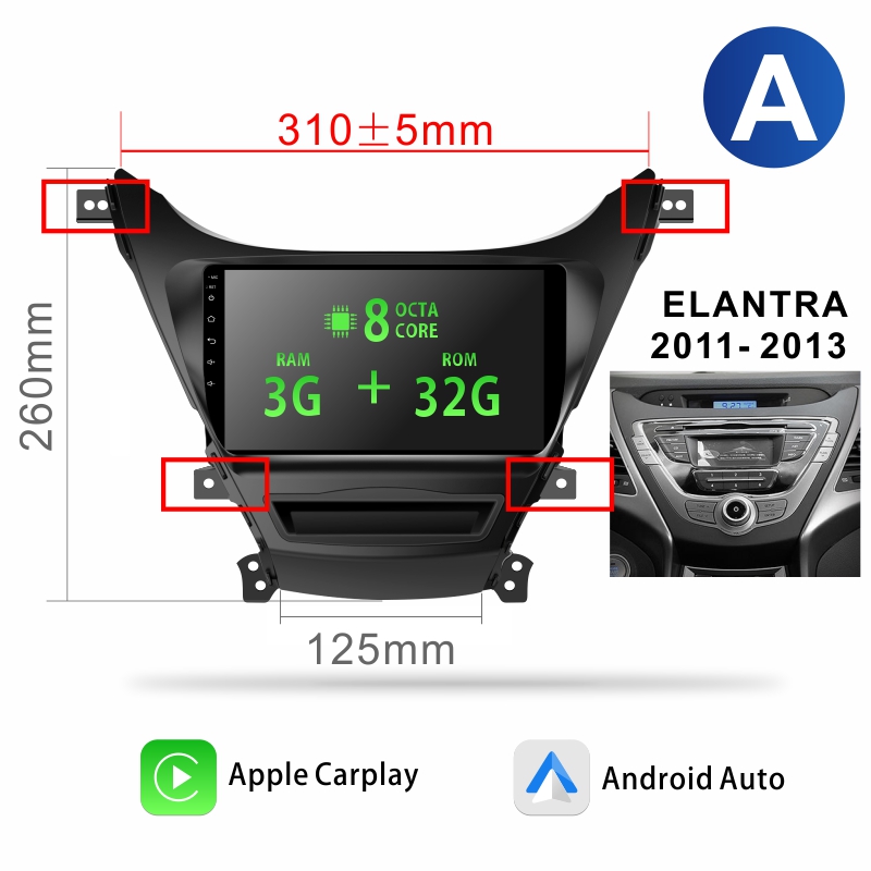 Android Car Audio System for Hyundai Elantra 2010-2016