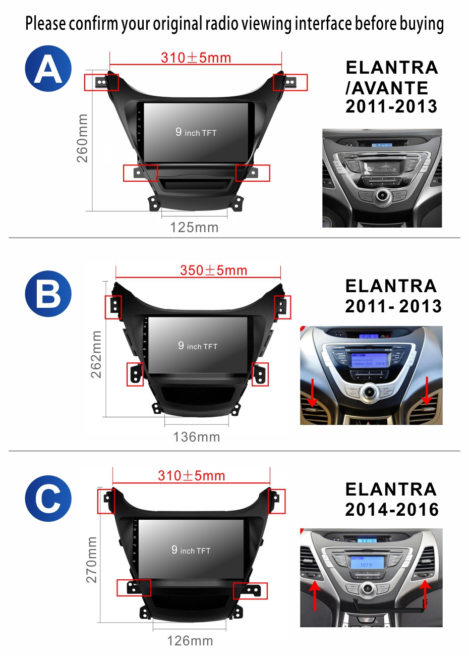 Android Car Audio System for Hyundai Elantra 2010-2016