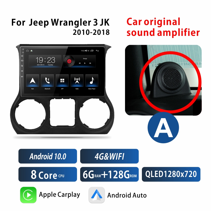 Android Car Audio Rdio System for Jeep Wrangler JK 2010-2018