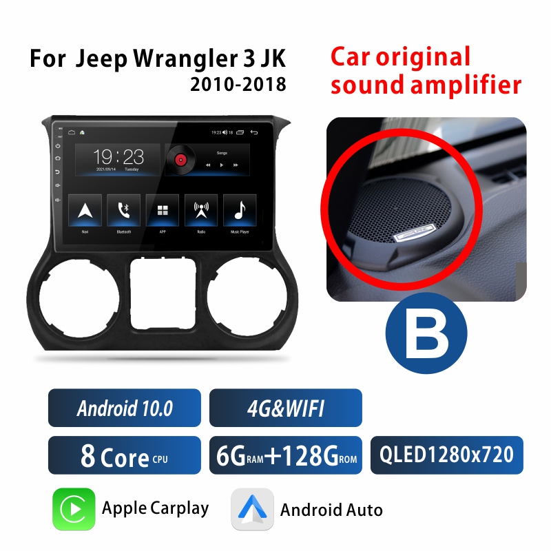 Android Car Audio Rdio System for Jeep Wrangler JK 2010-2018