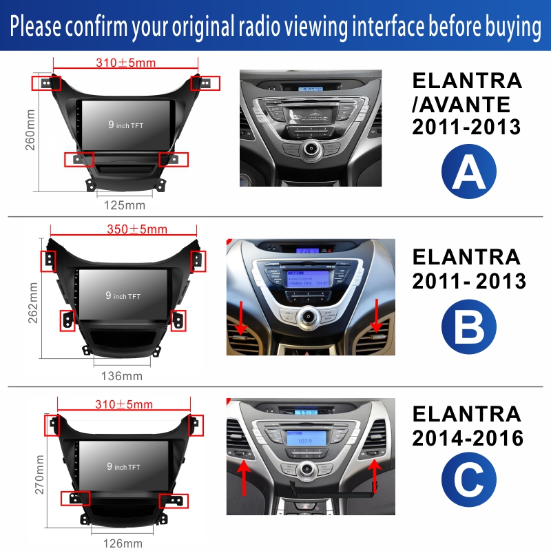 Android Car Audio System for Hyundai Elantra 2010-2016